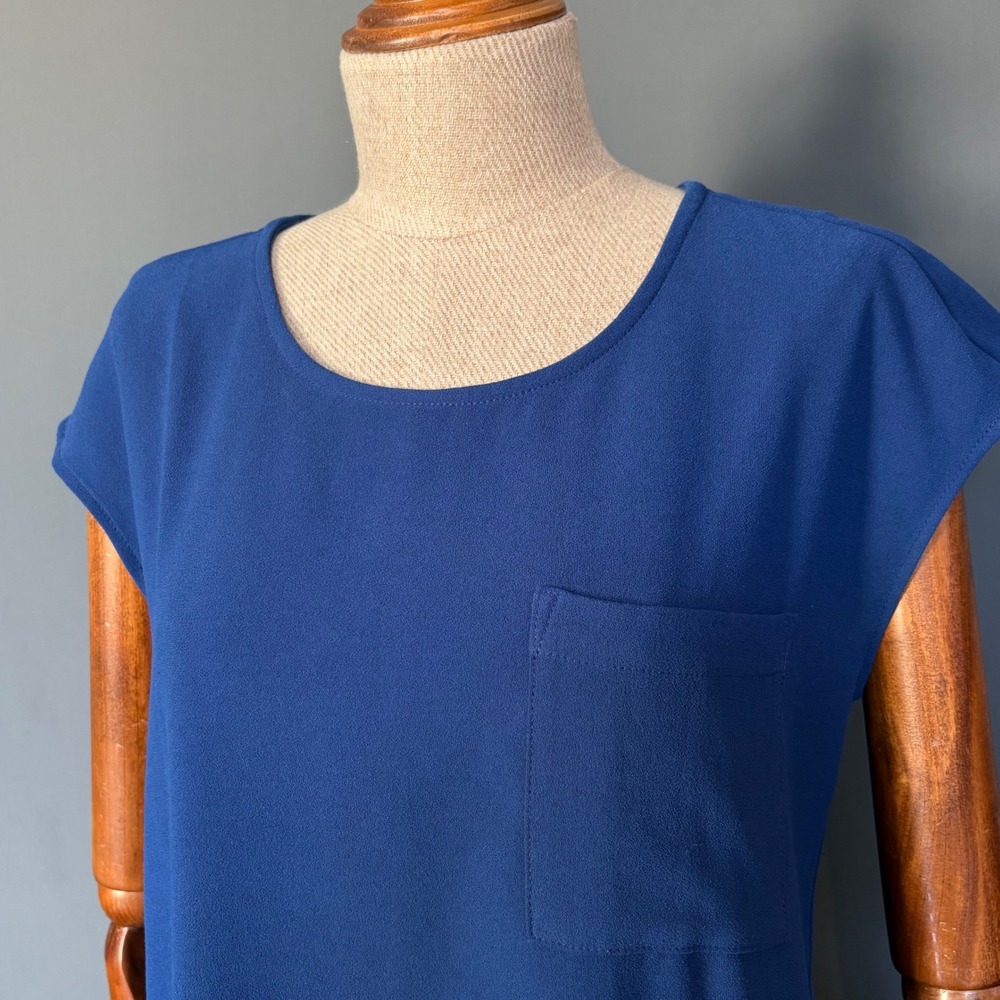 Marine Layer Midi Dress | Size XS | Blue Stretch Cap Sleeveβ Minimalist